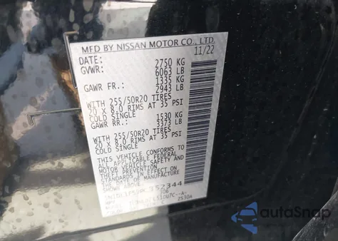 2023 Infiniti Qx60 Luxe Awd z USA, uszkodzony, nr VIN 5N1DL1FS9PC352344